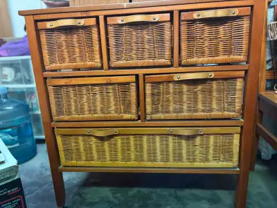 meuble bois et osier rangement, View more