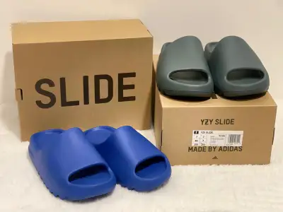 DS Yeezy Slides Azure & Slate Marine, View more