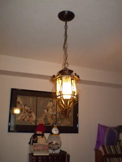 Gothic 50s Copper Spanish Revival Lantern Hanging Light Fixture, View more