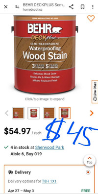 BEHR DECKPLUS Semi-Transparent Waterproofing Wood Stain.