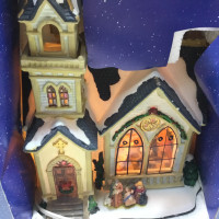 Hand Painted Porcelain Lighted Glass Window House