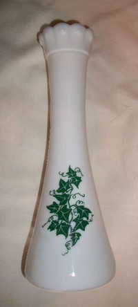 Milk-glass & Ivy Design Vase