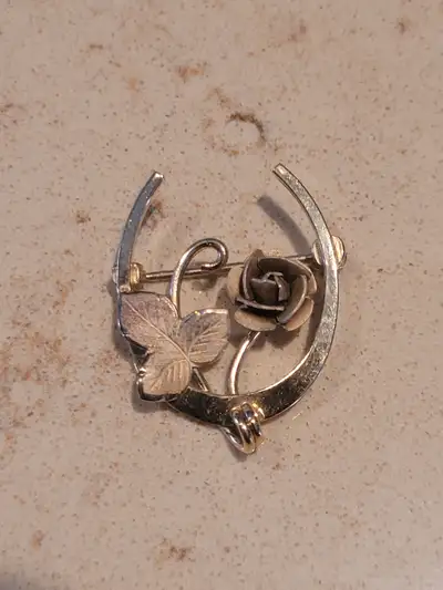 Vintage Horseshoe Rose Pin, View more