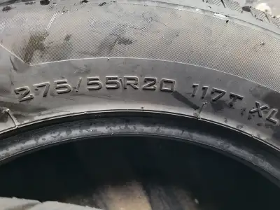 Set of 4 winter tires. Size 275 55 20. Mazzini brand. Good for another season. 200 or best offer