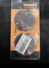 Ceramic Absorbent car coasters (set of two) - colour: black 