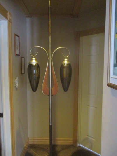 Stunning Mid Century Pole Lamp with Glass Tear Drop Shades, View more