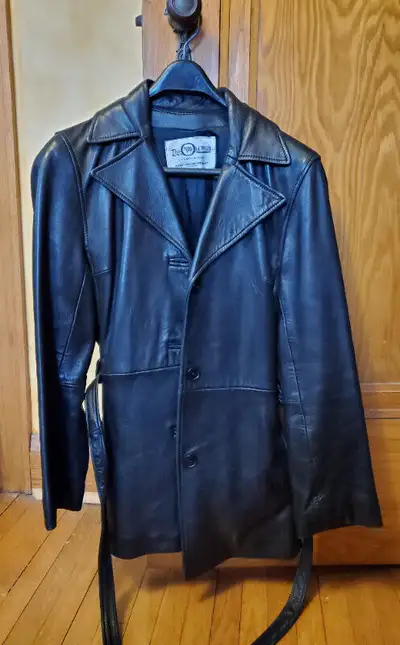 Women's Old Mill  black leather car coat, size S, View more