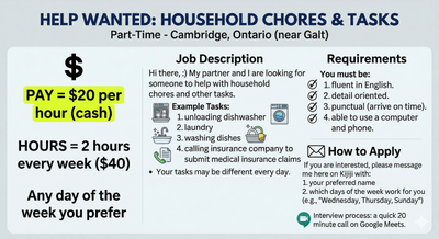 Job: Home and task assistant ($20/hour), View more