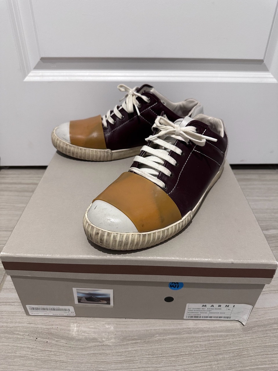 Marni, Marni Burgundy/Tan Sneaker Mens Size 43