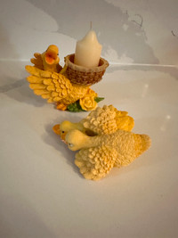 Whimsical Resin Geese , Candle Holder and Figurine