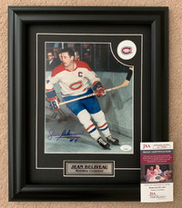 Jean Beliveau Montreal Canadiens Autographed Photo Framed