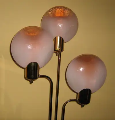 Vintage Italian Design Lollipop Floor Lamp w/ Coral Murano Glass, View more