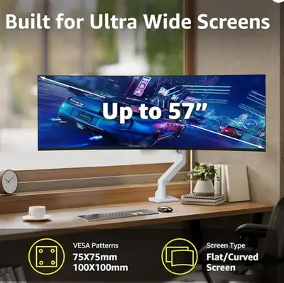 NEW! SUPER Heavy Duty Monitor Arm Mount – Up to 44LB + 57”, View more