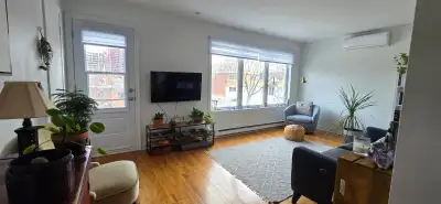 Disponible à partir du 01 Juin 2026, 4 ½ Rénové, 2° étage d'un triplex Planchers de bois franc, air...