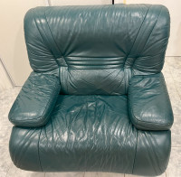 Real Leather Green Loveseat Armchair