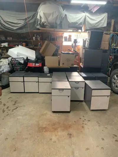 Storage cabinets variety of uses on wheels some locks have keys Kids bed side tables Basement or gar...