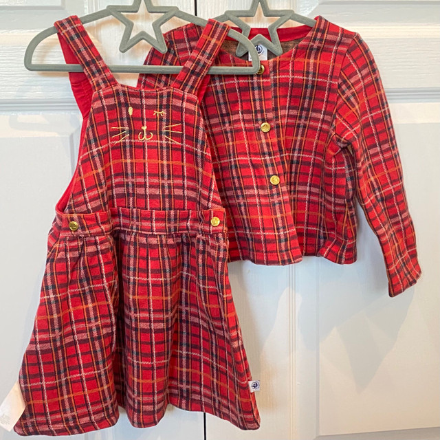  Petit Bateau Girls Red Tartan Pinafore Dress outfit in Clothing - 2T in Markham / York Region