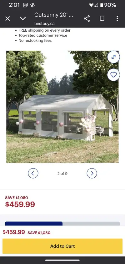 Outsunny brand 10' x 20' outdoor backyard tent with side windows for sale. Used only once for our da...