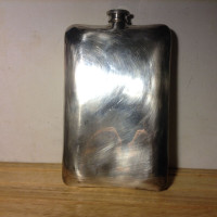 Antique Vintage SILVER PLATED DRINKING FLASK LIQUOR WHISKEY