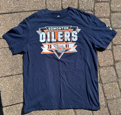 Adidas Edmonton Oilers NHL Hockey 2001 T Shirt Sz L NWoT, View more
