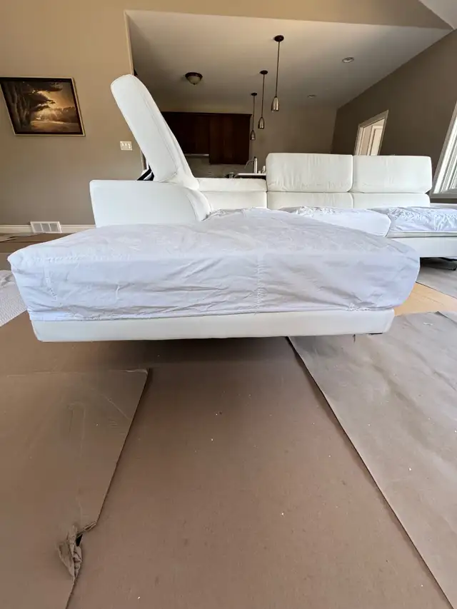 Large L- Shaped Artificial leather  white Sofa. in Chairs & Recliners in Kingston - Image 7