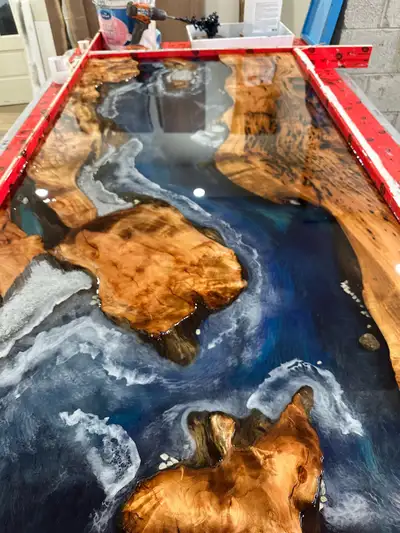 ocean epoxy river dining table , View more