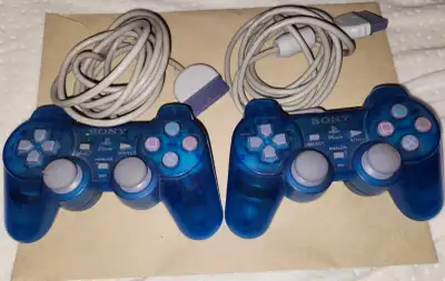 2 Clear Blue Official Sony Playstation 1 Controllers, View more