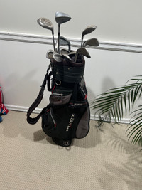 Men’s right handed golf clubs and bag