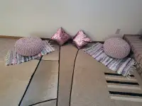 POUFS SET WITH CUSHIONS AND RUGS FOR SALE