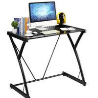 Glass Top Computer Desk Writing Study Workstation