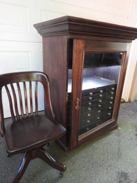 REDUCED:  large antique floor model  jewelry / display cabinet