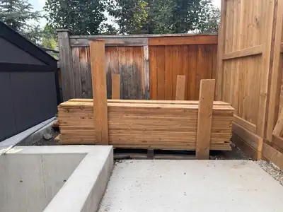Posting for a friend Brand New Fence Boards and posts leftover from a new fence. Approx 100+ pieces...