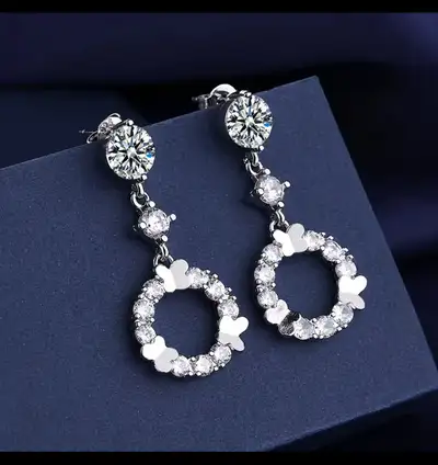 New 925 sterling silver earrings set with zircon stones, View more