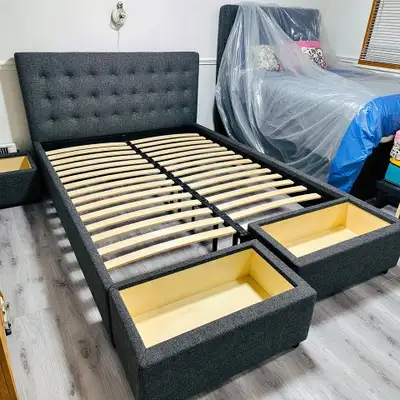 Cadre de lit sans matelas, bon étatCadre de lit Double peu util, View more