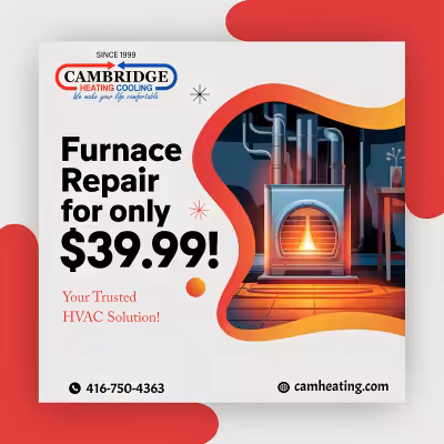 Furnace not heating properly? Get a professional repair for only $39.99! Call Cambridge Heating & Co...
