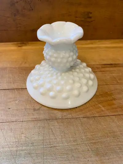 Vintage hobnail milk glass candle holder, View more