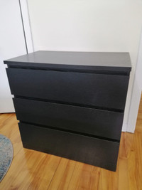 Ikea MALM 3-drawer chest, black