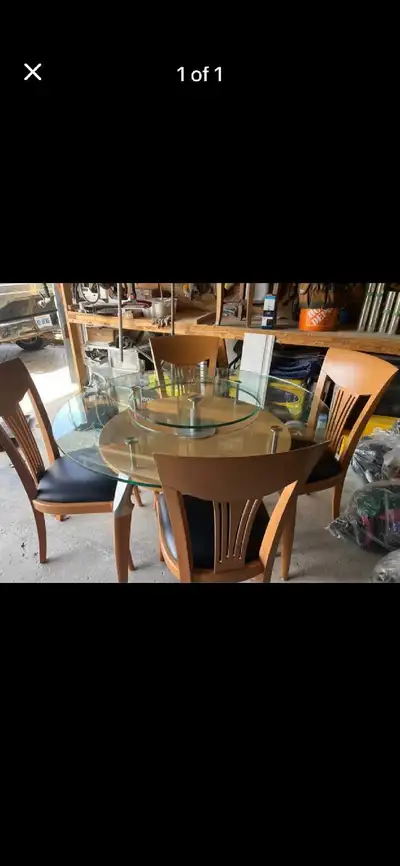 glass and wood kitchen table 4 chairs, View more