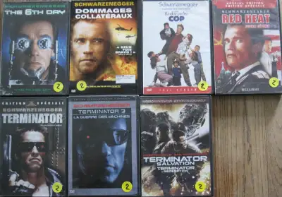 Boîte 08 Arnold Schwarzenegger 01 en DVD 1 - Le 6e Jour 2 - Dommages Collatéraux 3 - Un Flic À La Ma...