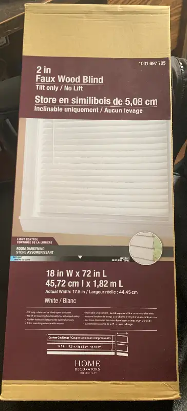 2” Faux Wood Blinds- 18”W x 72” L- Brand New, View more