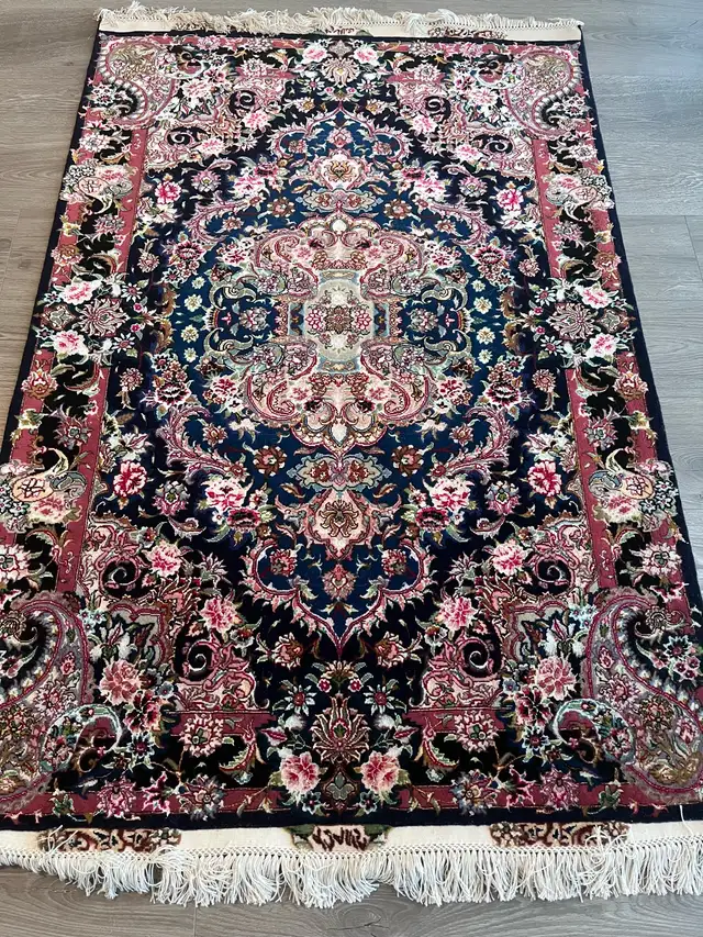 Hand-Knotted Tabriz Rug – Wool & Silk in Rugs, Carpets & Runners in Markham / York Region - Image 5
