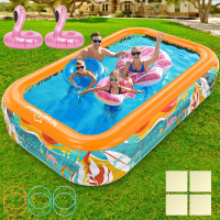 NEW Kids Inflatable Swimming Pool Large 120"×72"×22" w/ floaties