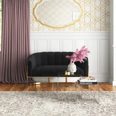 Etta Avenue® Tellico 50'' Velvet Loveseat - Black  NEW IN BOX, View more