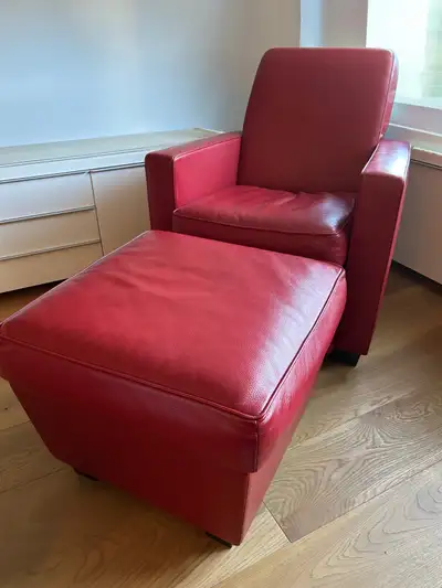 Red Leather Designer Chair Made in Italy, View more