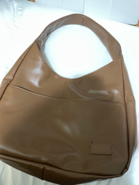 Brown Faux Leather Shoulder Bag
