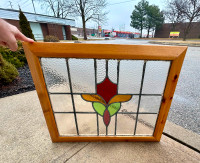 Vintage Stained Glass Window (Pine Framed)