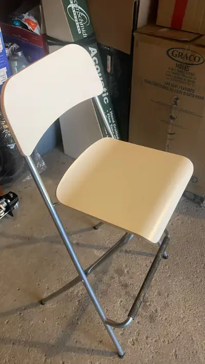 FRANKLIN Bar stool with backrest foldable white, View more