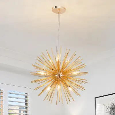 Modern Gold Sputnik Chandeliers, 9-Light