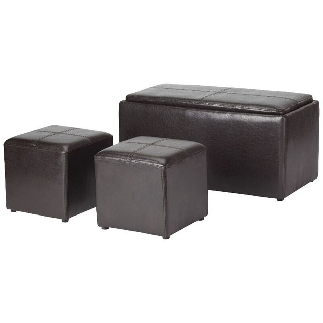 Leather-Look 3-Pc. Storage Bench & Ottoman Set in Coffee Tables in Hamilton - Image 3