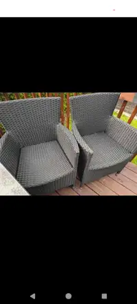 2 fauteuils extérieur fait structure en aluminium et de rotin sy